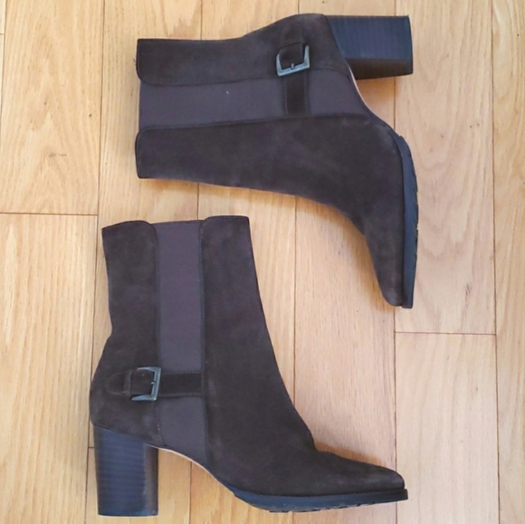 Cole Haan Chelsea Brown Ankle Strap Heeled Boots Size 7.5 - Picture 1 of 11